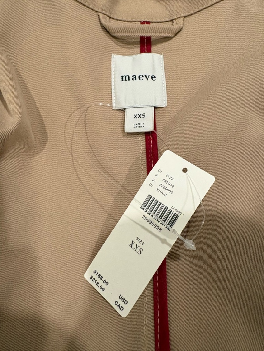 NWT Maeve Anthropologie XXS/XS/S Cinched Waist Trench Coat - Picture 5 of 5